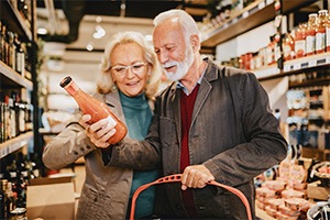 a couple grocery shopping together